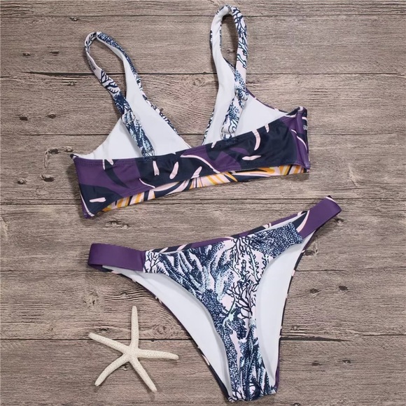 Coral Reef Print Two Piece Bikini Swimsuit - Picture 3 of 5